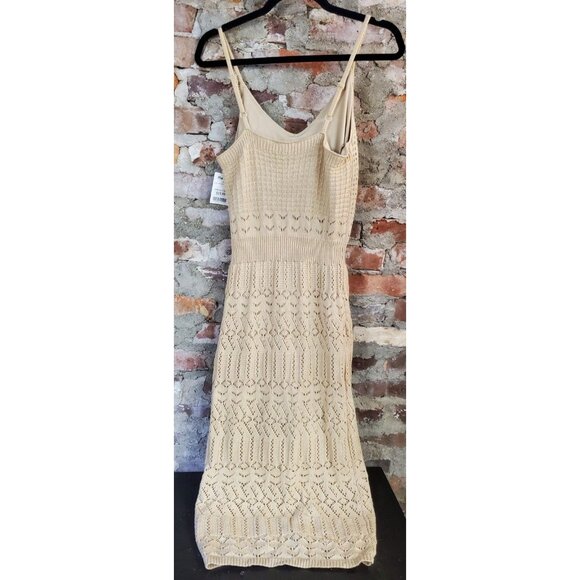 NWT Freshman 1996 Cream Crochet V-Neck Maxi Dress Size M Y2K Spring Summer - Picture 3 of 3